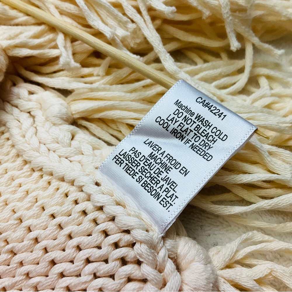 NWT YFB Thick Chunky Knit Ivory Sweater with Side Tassels & Slit 100% Cotton - Picture 16 of 16
